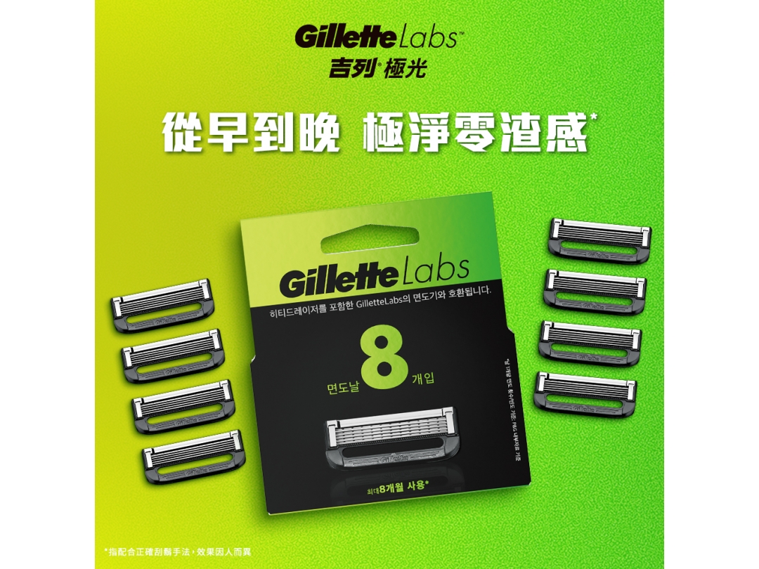 【吉列Gillette】Labs極光系列刮鬍刀頭 8刀入
