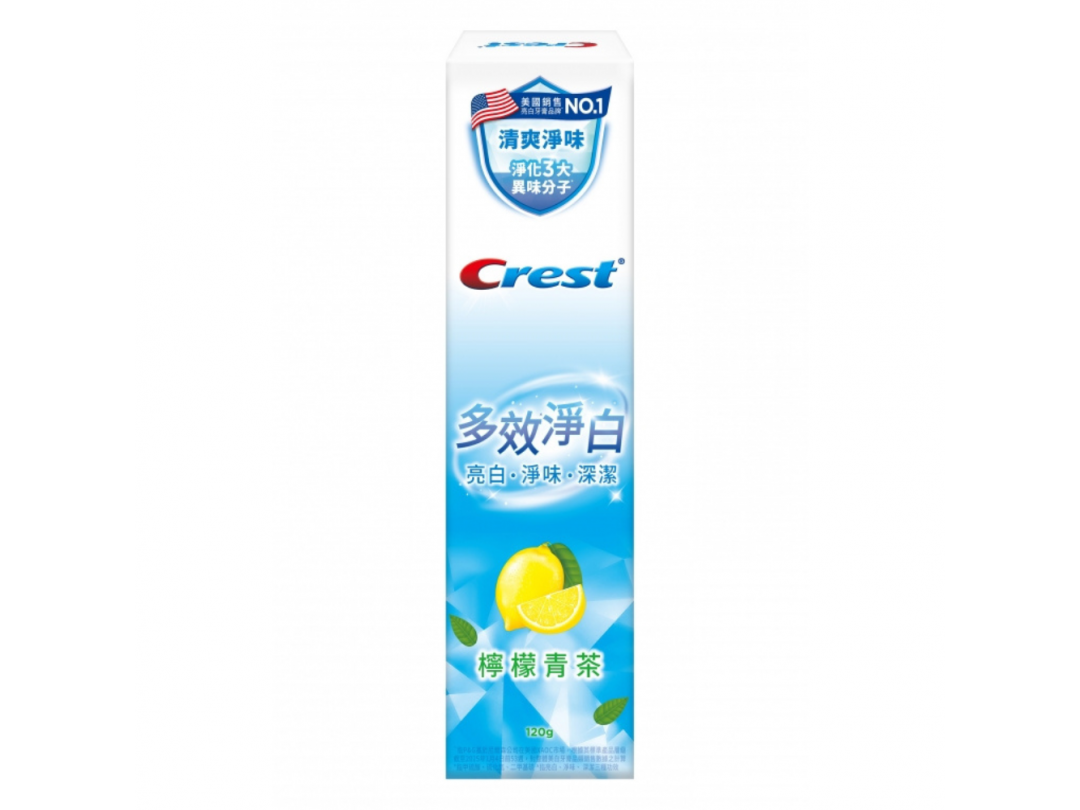 【Crest】多效淨白牙膏檸檬青茶120g