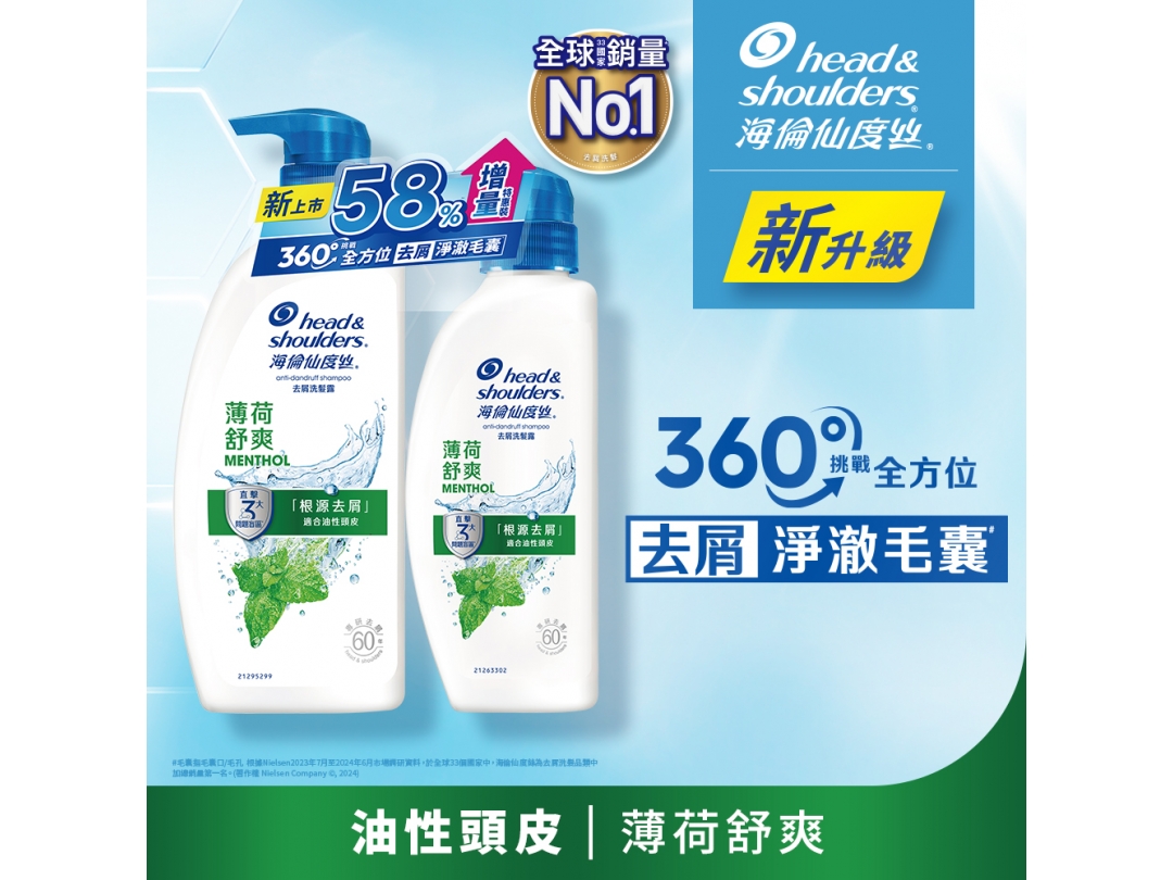 【海倫仙度絲】去屑洗髮乳680+400ml超值組-薄荷舒爽